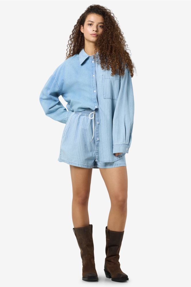 NMKATRI NW ELASTIC STRIPE SHORT BS0 27033694 Light Blue Denim
